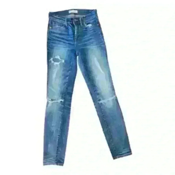 Madewell Denim - Madewell Womens Distressed High Rise Skinny Stretch Jeans Blue Size 25